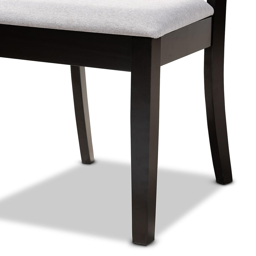 Baxton Studio Clarke Modern Fabric Dining Chair, Grey and Espresso Brown, 4/Set (166-10759-HiT)