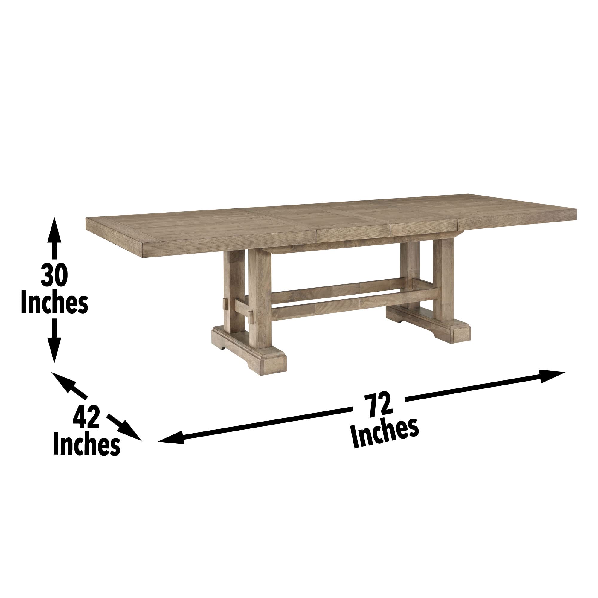 Steve Silver Furniture Napa Rectangular Dining Table, 72"-90"-108" Table w/Two-18 Leaves, Transitional Design, Seats 10, Twin Pedestal Base, Dining Room/Kitchen, 42" D x 72" W x 30" H, Sand