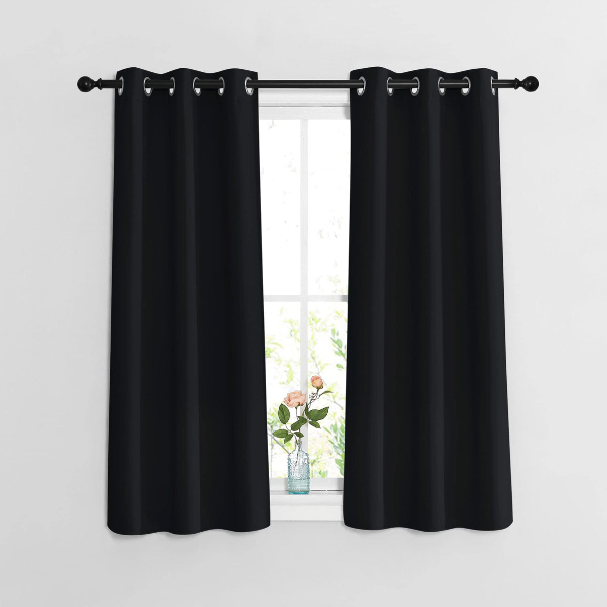 Nicetown Black Out Curtains 48 Inch Long 2 Panels Burg - Solid Thermal Insulated Grommet Light Reducing Curtains & Drapes For Li