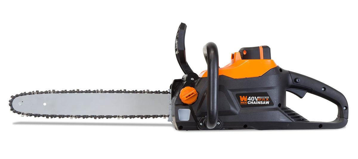 Wen Cordless Electric Chainsaw, 16-Inch Brushless With 40V Max 4Ah Battery And Charger (40417)
