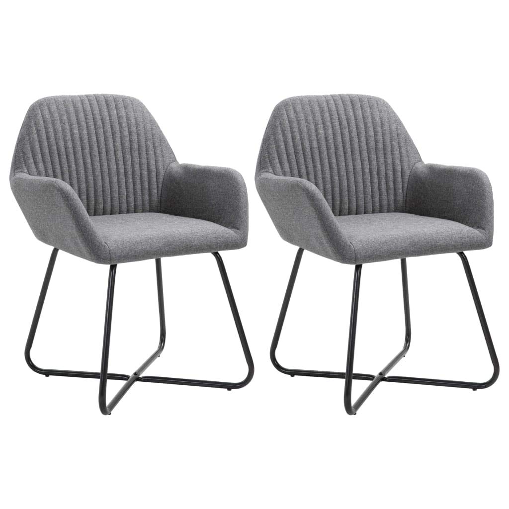 vidaXL Dining Chairs 2 Pcs, Accent Arm Chair with Metal Legs, Upholstered Dining Room Chair for Living Room, Modern Style, Dark 