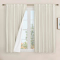 Lamit Linen Full Blackout Window Curtains For Bedroom, 54 Inches Thermal Farmhouse Curtains Back Tab And Rod Pocket Privacy Prot