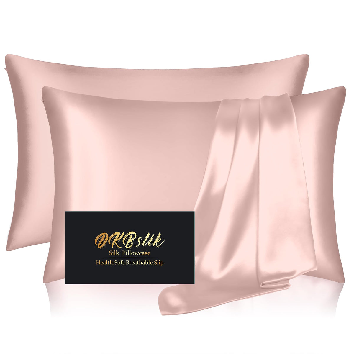 Silk Pillow Cases 2 Pack, Mulberry Silk Pillowcases Standard Set Of 2, Smooth, Anti Acne, Beauty Sleep, Both Sides Natural Silk