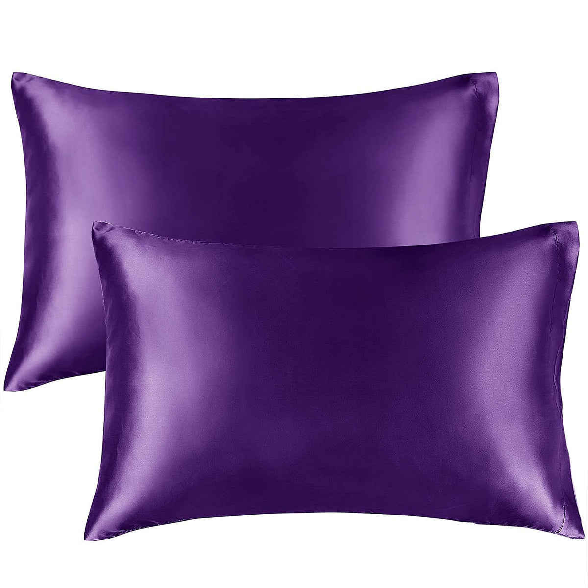 Bedelite Satin Silk Pillowcase For Hair And Skin,Plum Purple Pillow Cases Standard Size Set Of 2 Pack Super Soft Pillow Case Wit