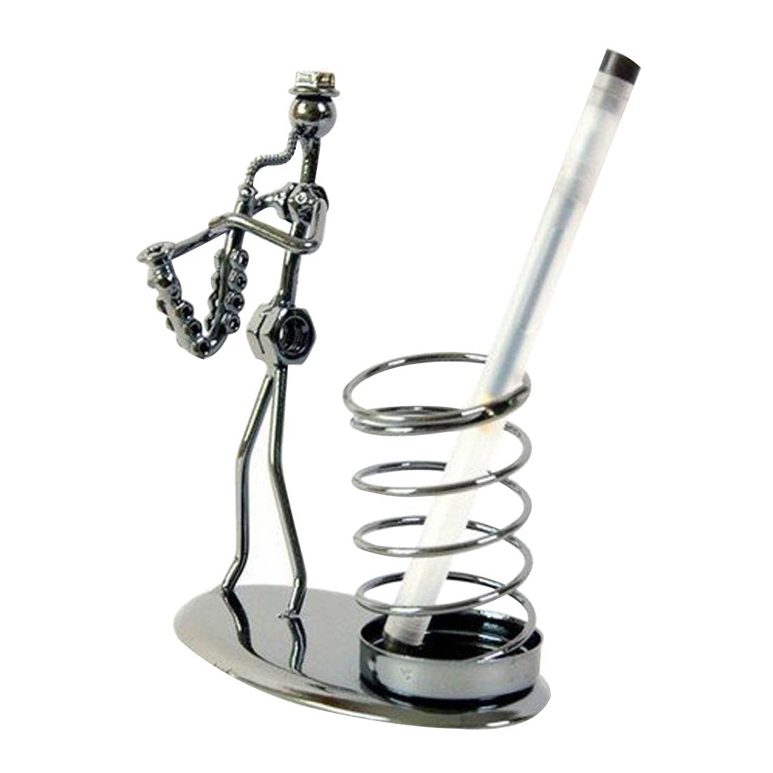 Music Musician Theme Iron Man Art Metal Creative Personality Pen Pencil Container Holder Pencil Cup Pot Case Secretary Students