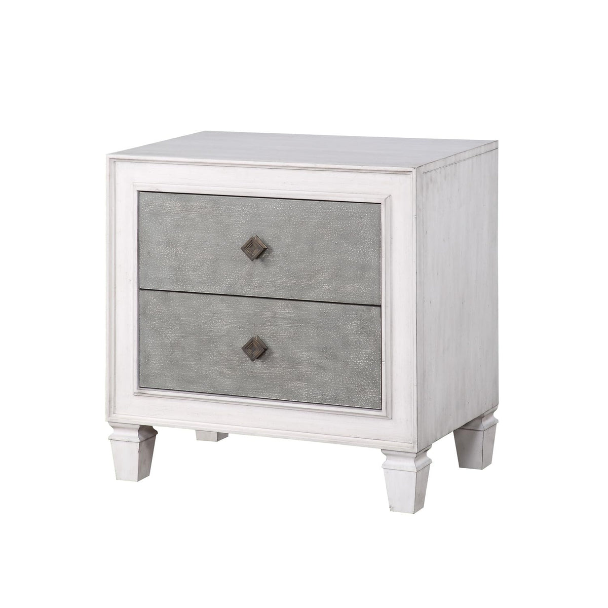 Acme Katia Nightstand in Rustic Gray and Weathered White