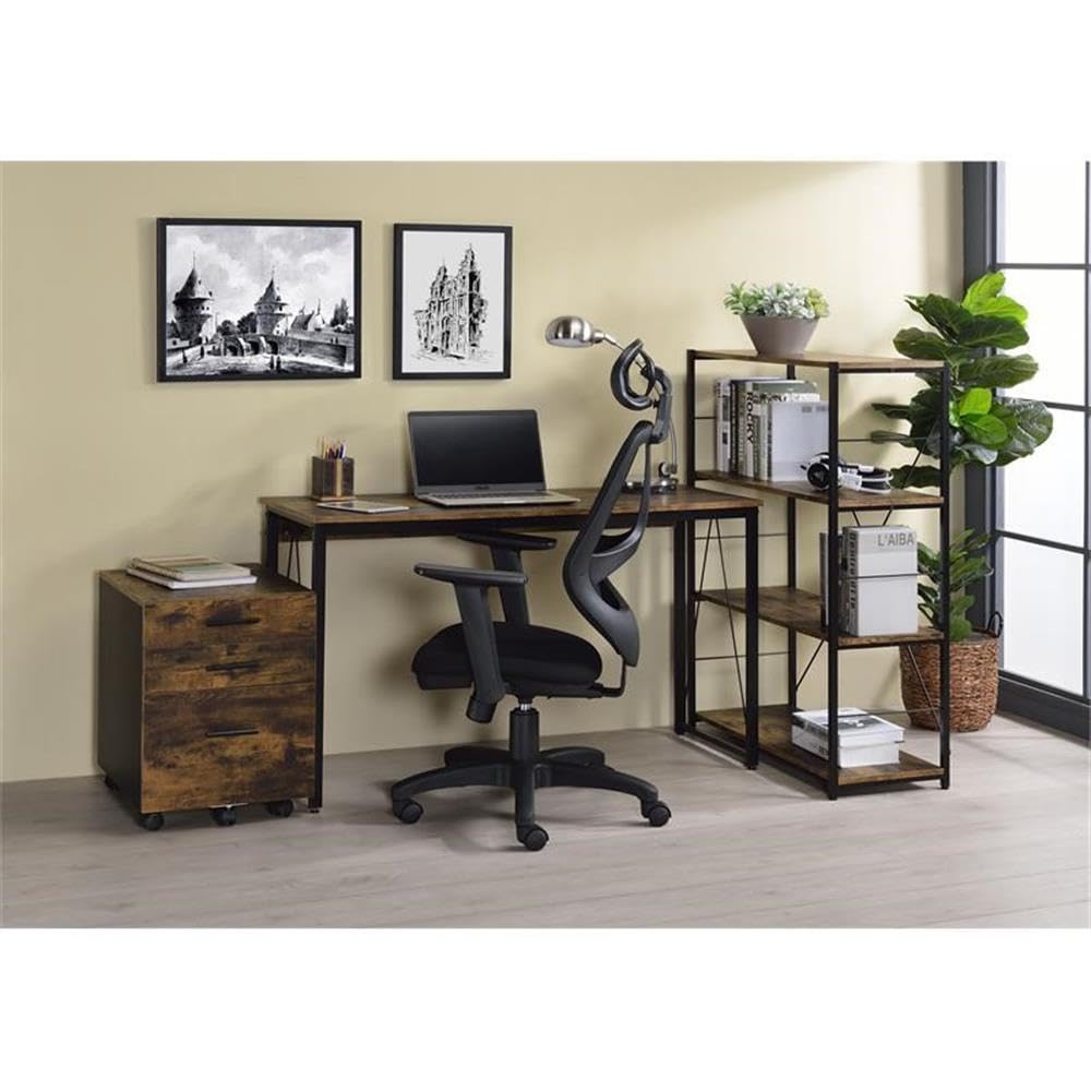 Acme Zaidin Wooden Rectangle Top Writing Desk In Weathered Oak And Black