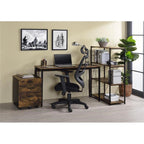 Acme Zaidin Wooden Rectangle Top Writing Desk In Weathered Oak And Black