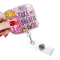 Touner You Take My Breath Away Funny Asthma Inhaler Badge Reel With Green Glitter, Retractable Id Clip Holder For Lung Respirato