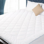 HOMTEC Full Mattress Pad Cotton Mattress Pad Cover Quilted Mattress Cover 18-22'' Deep Pocket Mattress Protector Full Size White