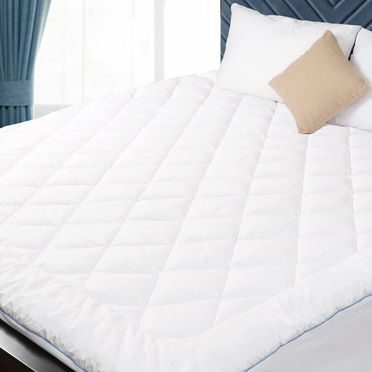 HOMTEC California King Mattress Pad Cotton Mattress Pad Cover Quilted Mattress Cover 18-22'' Deep Pocket Mattress Protector Cal 