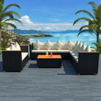 vidaXL Patio Furniture Set 6 Piece, Patio Conversation Set with Cushions, Outdoor Sectional Sofa with Coffee Table for Garden, Poly Rattan Black