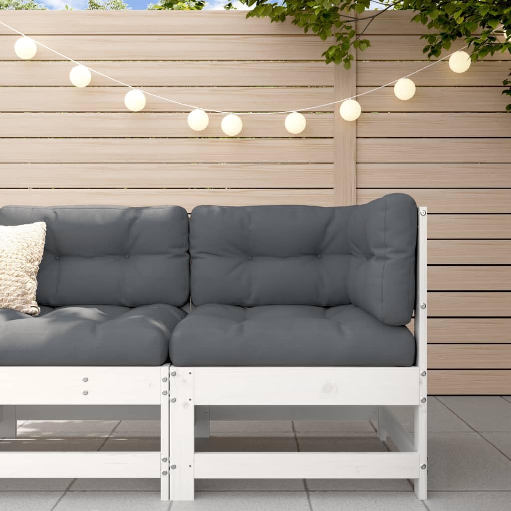 vidaXL Corner Sofa | Solid Pine Wood Frame | Comfortable Cushions | Modular & Reconfigurable Garden Lounge Set - White