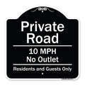 Signmission Designer Series Sign - Private Road 10 Mph No Outlet Residents And Guests Only Black & White 18' X 18' Heavy-Gauge