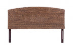 HomeRoots Brown Natural and Rustic Woven Banana Leaf Curved Queen Size Headboard