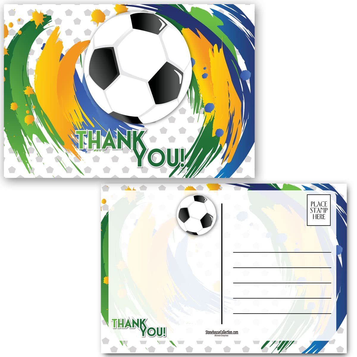 Stonehouse Collection Soccer Thank You - We Appreciate You Notes - 4' X 6' Sports Postcards - Made In Usa (Soccer)
