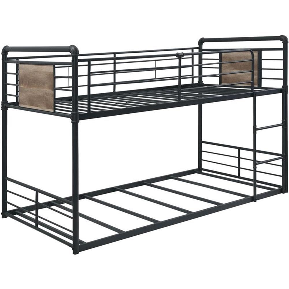 Acme Cordelia Twin Metal Bunk Bed in Sandy Black and Dark Bronze