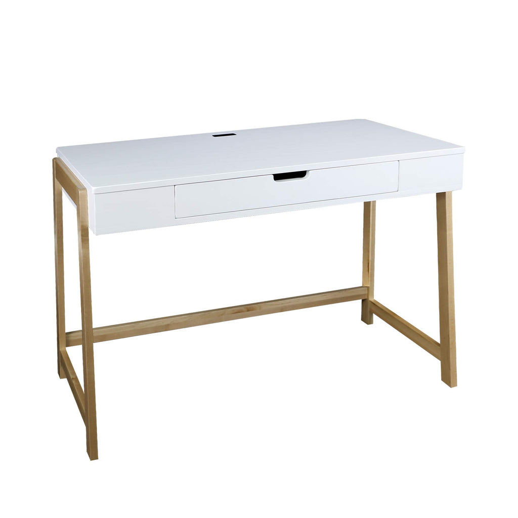 Neorustic Smart Desk With Usb Ports, Solid American Maple Legs
