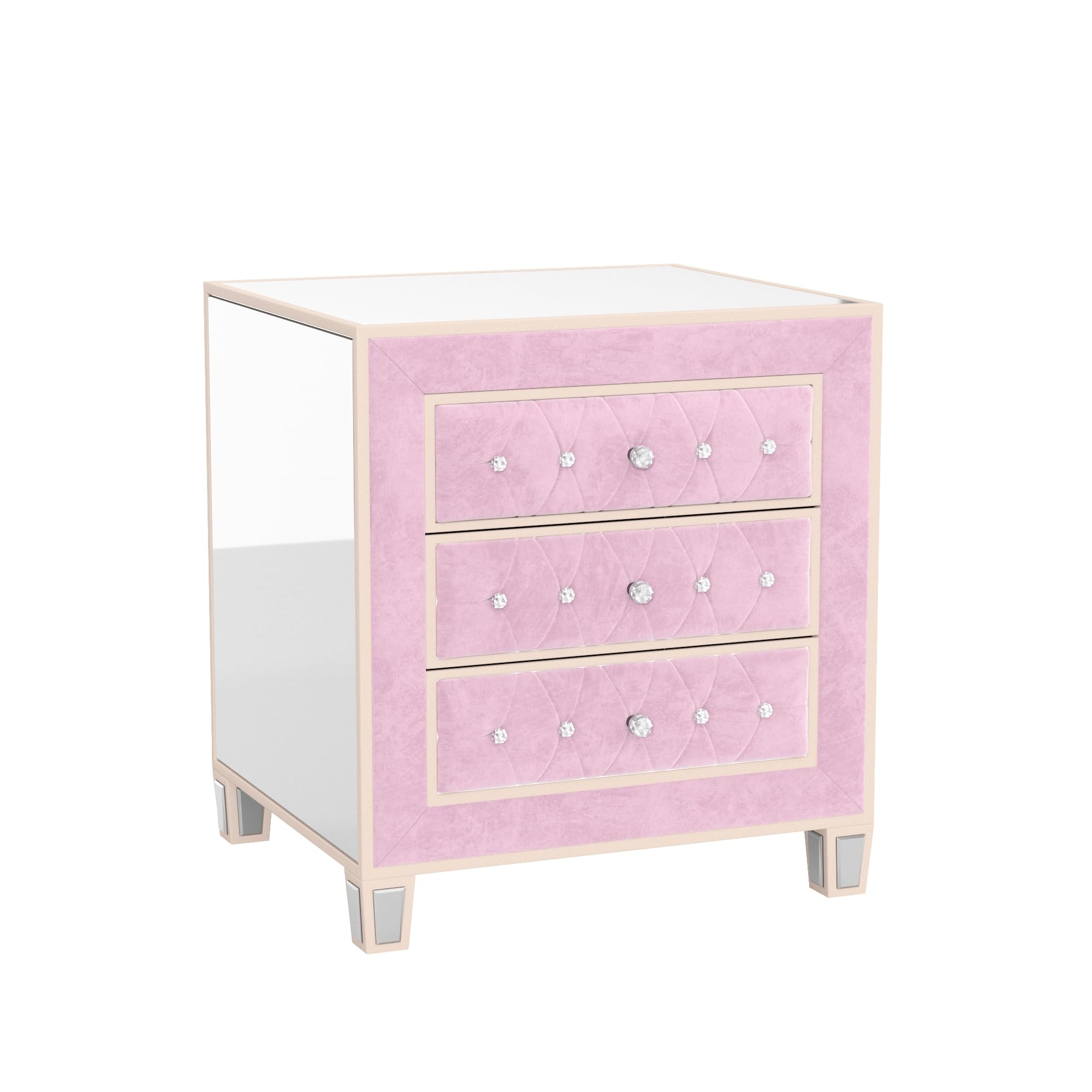 Woodpeckers Furniture And Mattress Mirrored Velvet Night Stand (Pink)