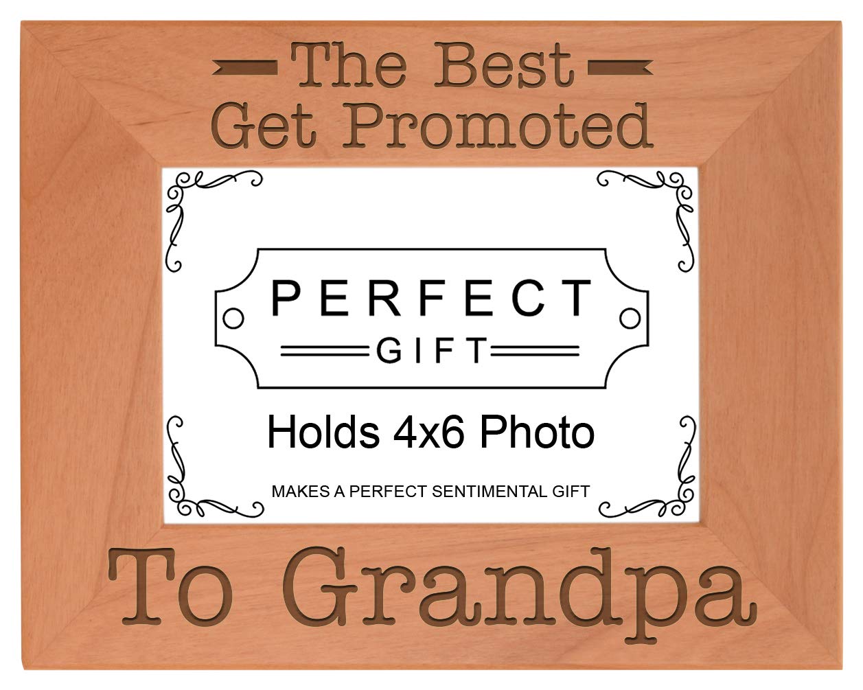 ThisWear Gift for Grandpa Best Get Promoted to Grandpa Natural Wood Engraved 4x6 Landscape Picture Frame Wood