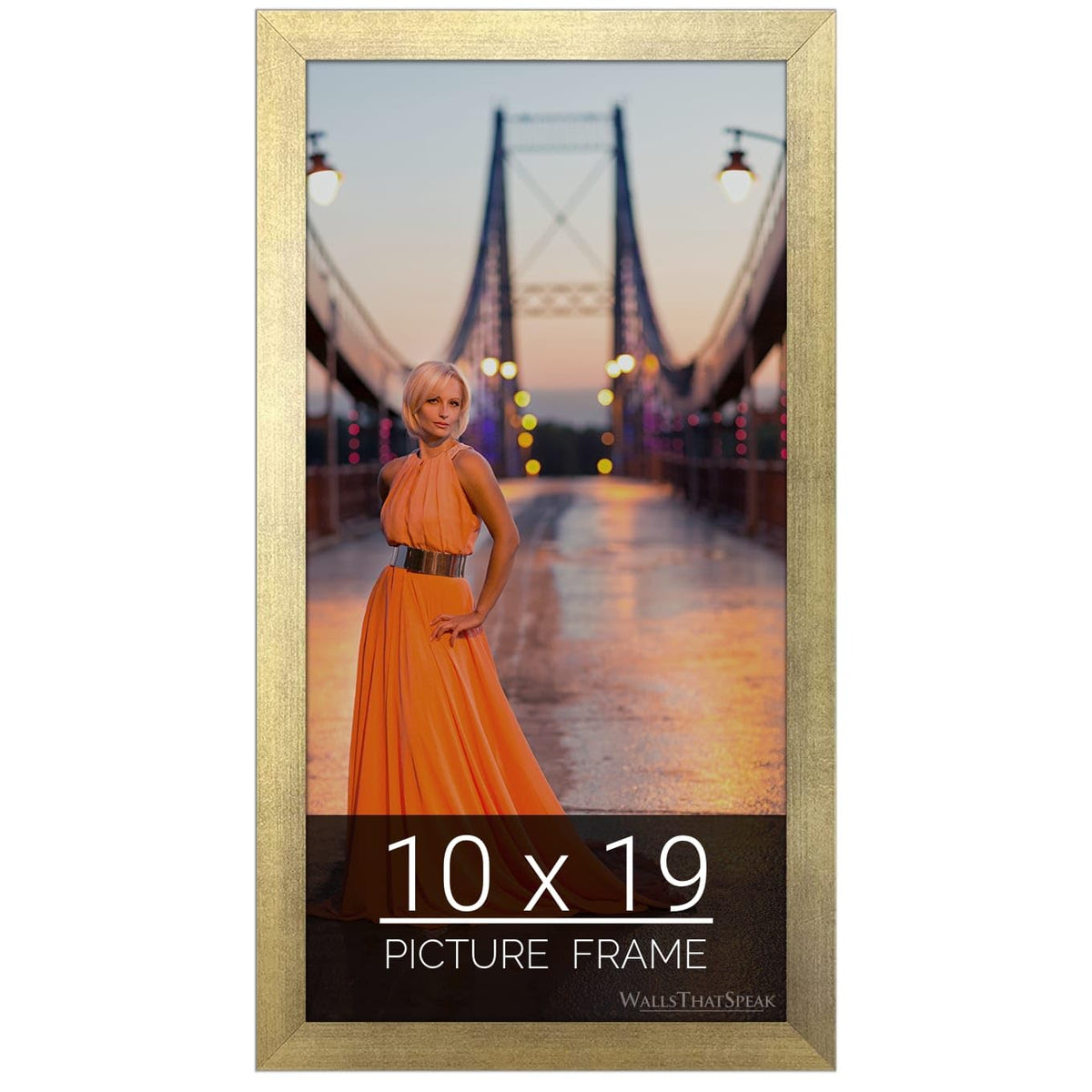 wallsthatspeak 10x19 Gold Picture Frame for Puzzles Posters Photos or Artwork