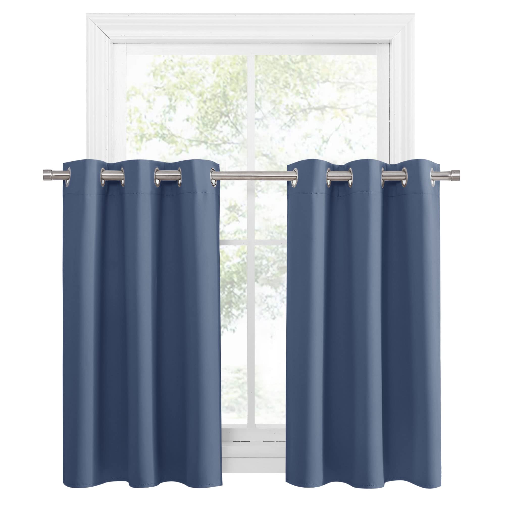 PONY DANCE Small Curtains for Door Windows, Blackout Thermal Insulating Drapes for Home Theatre Bathroom Kitchen Basement Cafe R