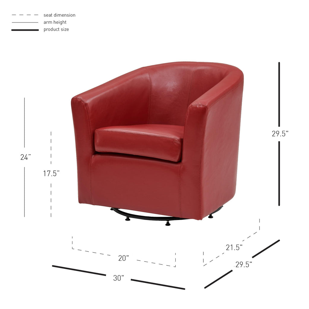 New Pacific Direct Hayden Swivel Bonded Leather Char Accent Chairs, Red