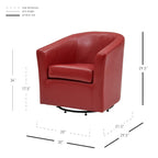 New Pacific Direct Hayden Swivel Bonded Leather Char Accent Chairs, Red