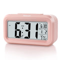 Miowachi Digital Alarm Clocks for Bedrooms Battery Operated,Snooze,Night Light Easy Setup Small Clock for Kids Pink