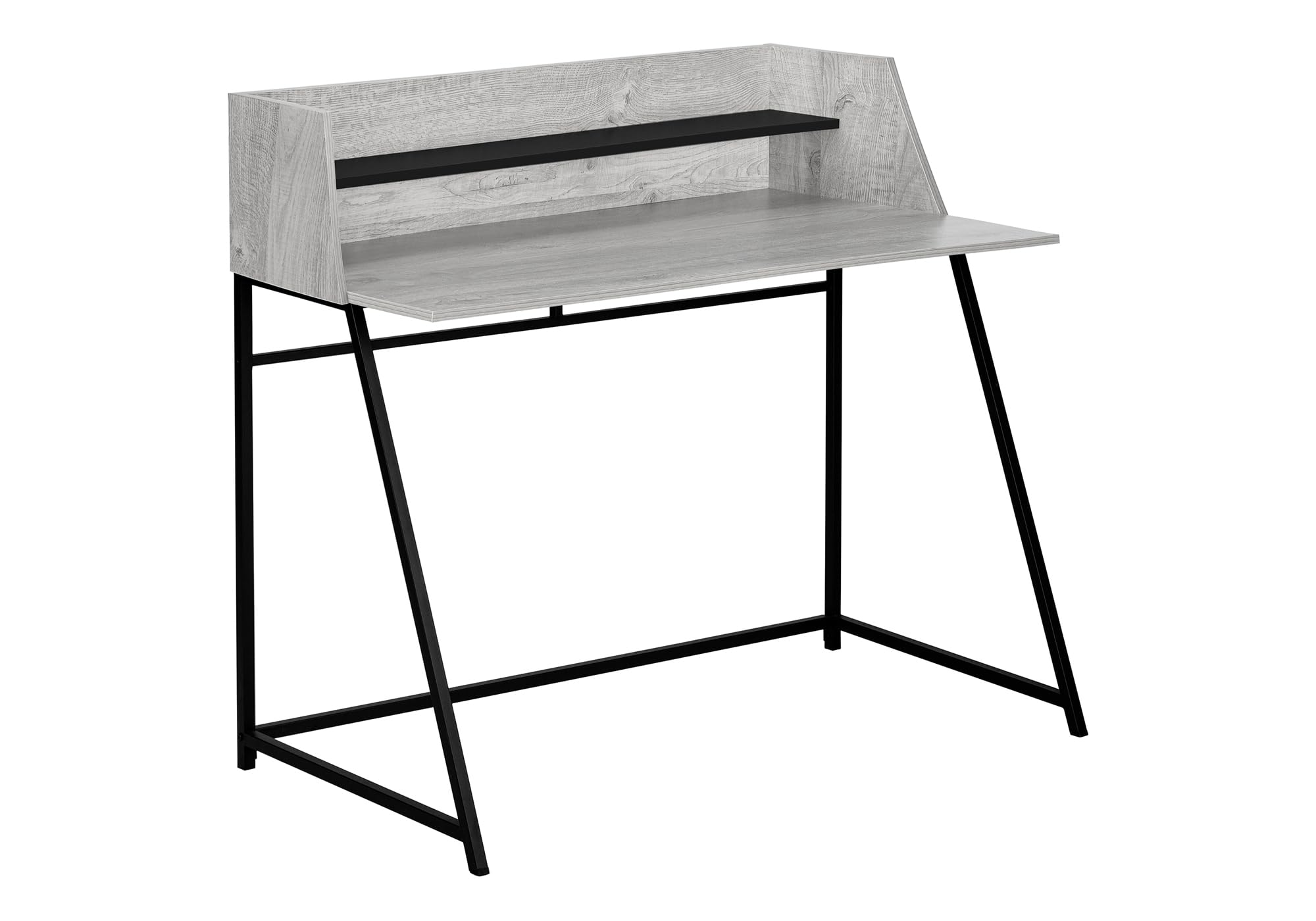 Monarch Specialties I 7551 Computer Desk, Home Office, Laptop, Storage Shelves, 48&quot; L, Work, Metal, Laminate, Grey, Black, Contemporary, Modern