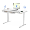 FLEXISPOT Comhar Electric Pure Glass Standing Desk with Drawer Desktop & USB Charge Ports, 48 Ergonomic Height Adjustable Sit to
