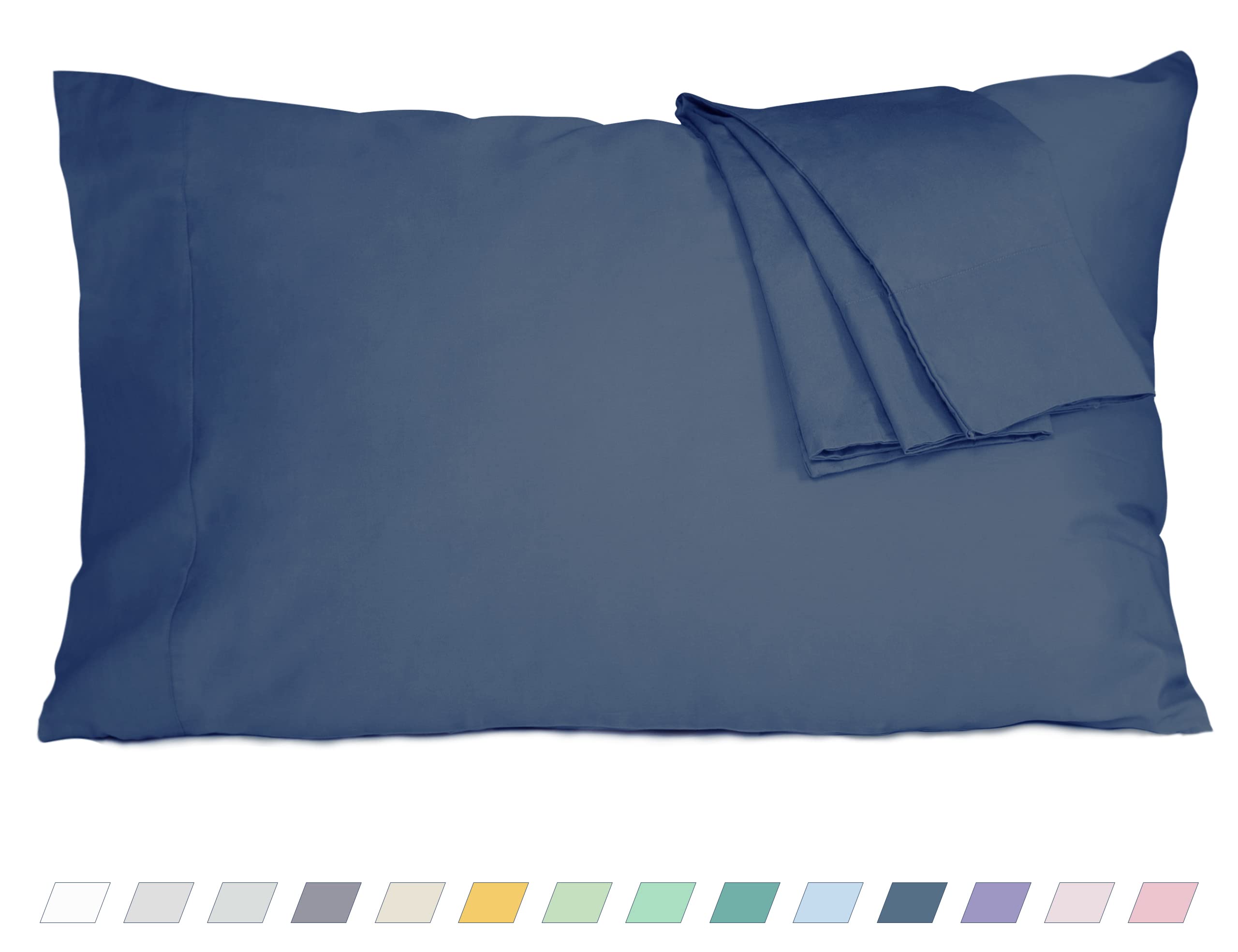 Cotton Pillow Cases Standard Size, 20 By 30 Inches Queen Pillowcases, Blue Pillow Cases Set Of 2, Pillow Cases Queen Cotton Perc