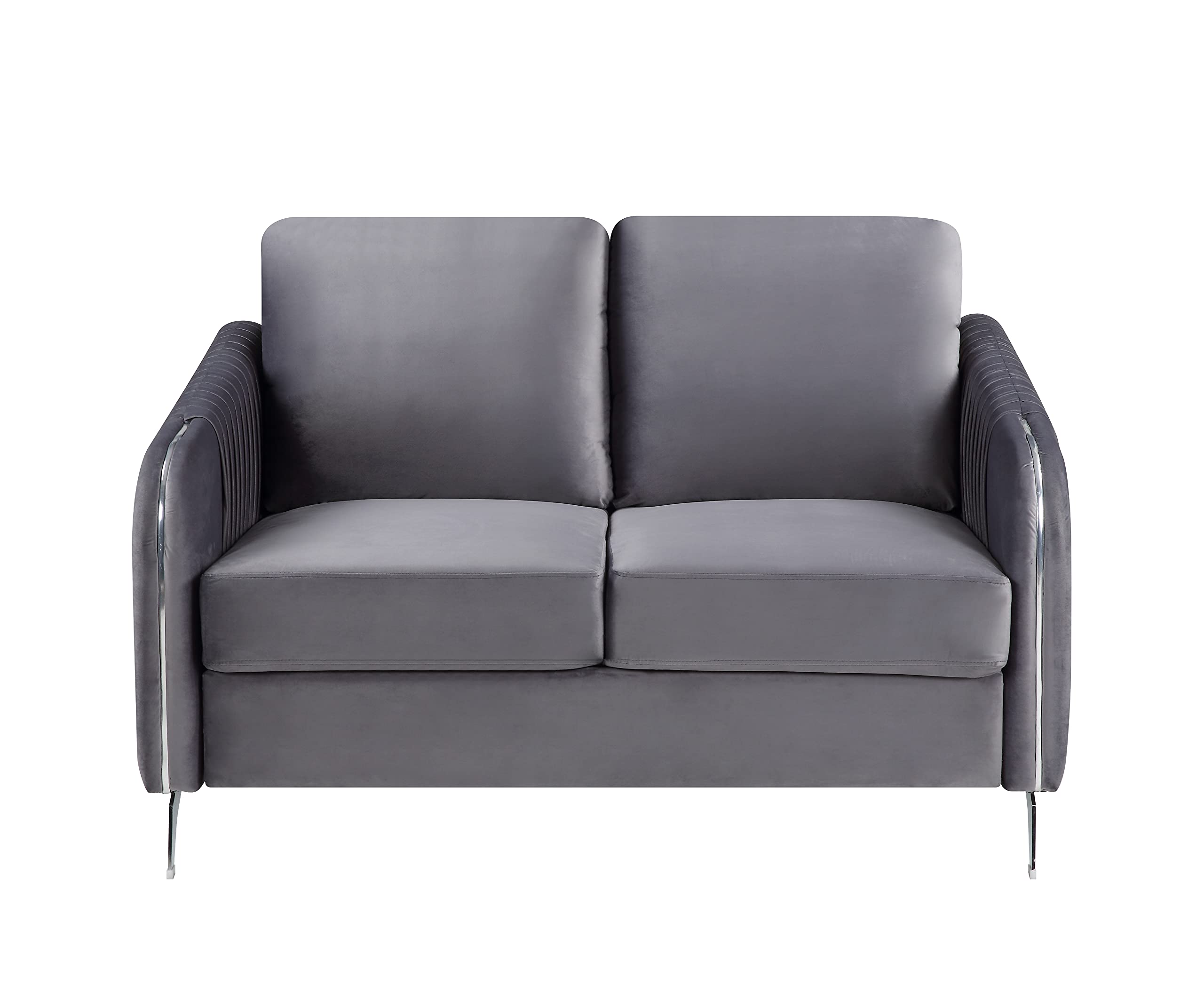 Lilola Home Hathaway Gray Velvet Modern Chic Loveseat Couch