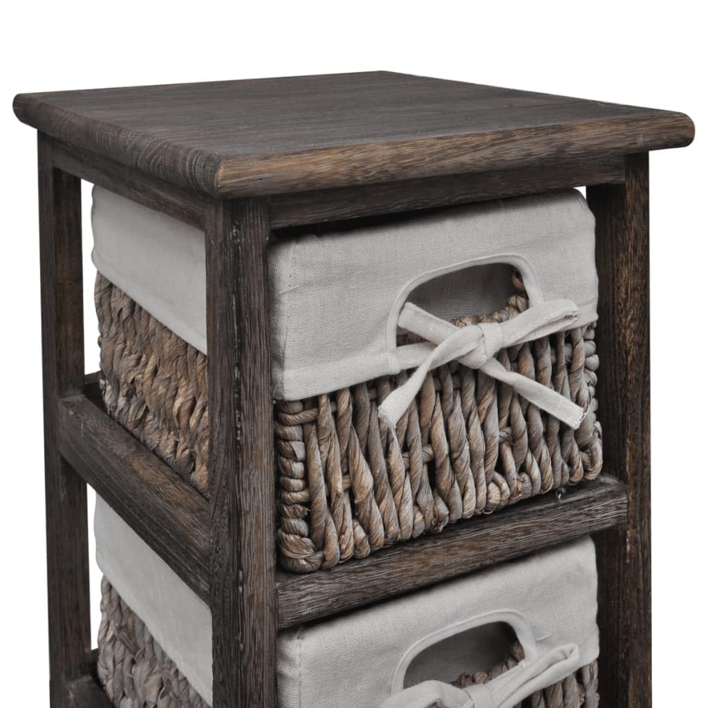 vidaXL Colonial Brown Wooden Chest of Drawers with 5 Baskets