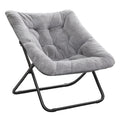 Tiita Comfy Saucer Chair, Soft Faux Fur Oversized Folding Accent Chair, Lounge Lazy Chair for Kids Teens Adults, Metal Frame Moo