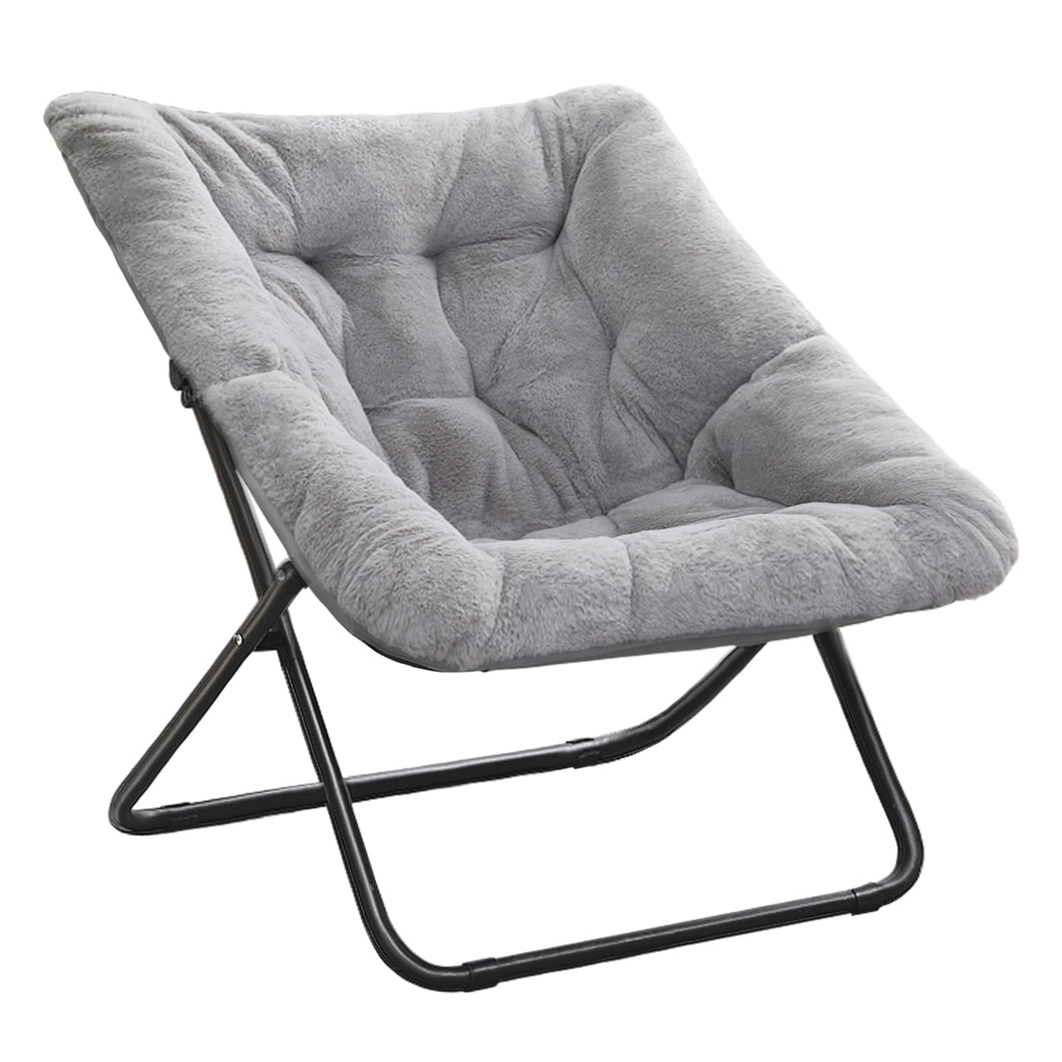 Tiita Comfy Saucer Chair, Soft Faux Fur Oversized Folding Accent Chair, Lounge Lazy Chair for Kids Teens Adults, Metal Frame Moo