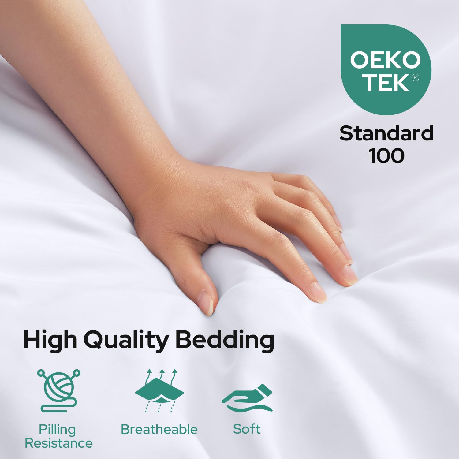 Homeideas Queen Size Bed Sheets - 6 Piece Set (White) - Extra Soft Brushed Microfiber 1800 Bedding Sheets, Deep Pocket, Wrinkle & Fade Free