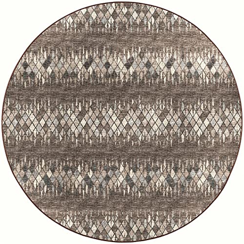 Winslow Wl5 Brown Transitional Rug Round 6' X 6'