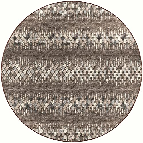 Winslow Wl5 Brown Transitional Rug Round 6' X 6'