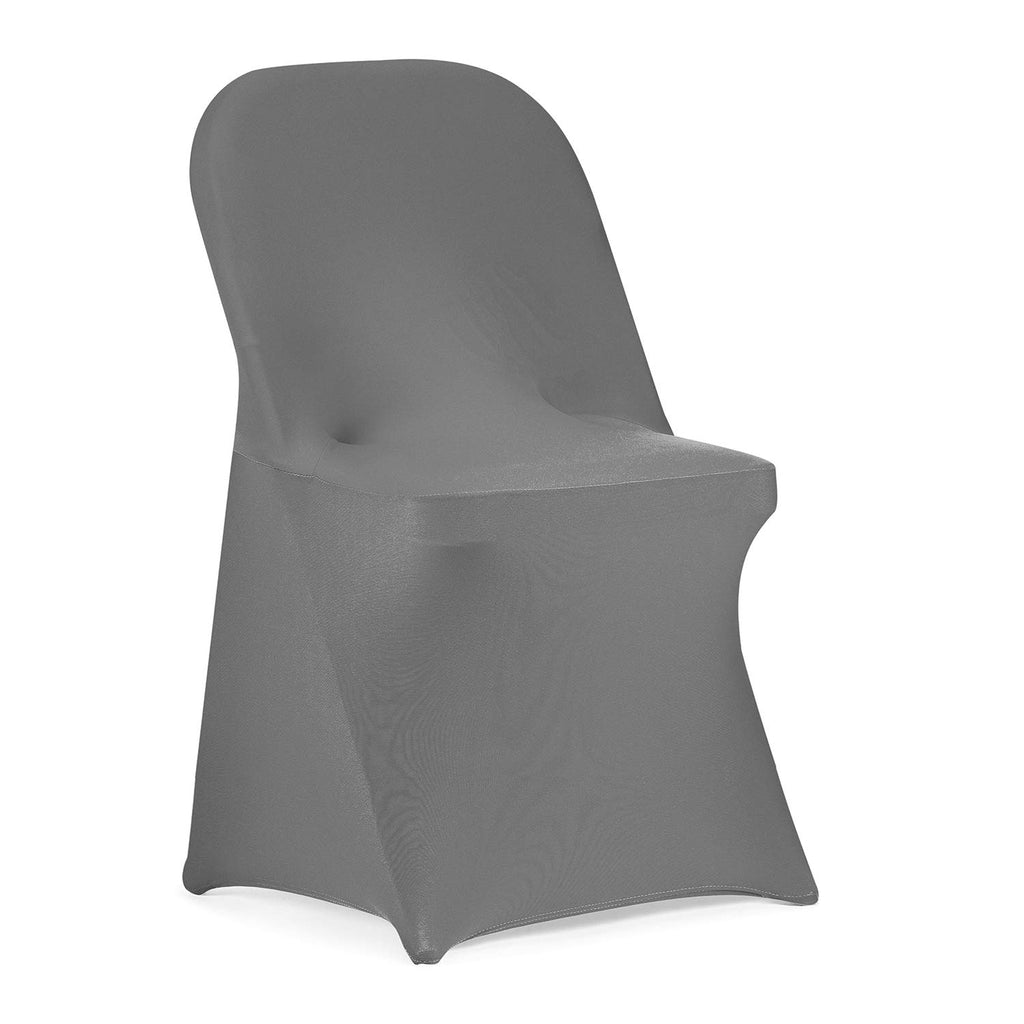 Peomeise Stretch Spandex Folding Chair Cover For Wedding Party Dining Banquet Event (Grey,12Pcs)