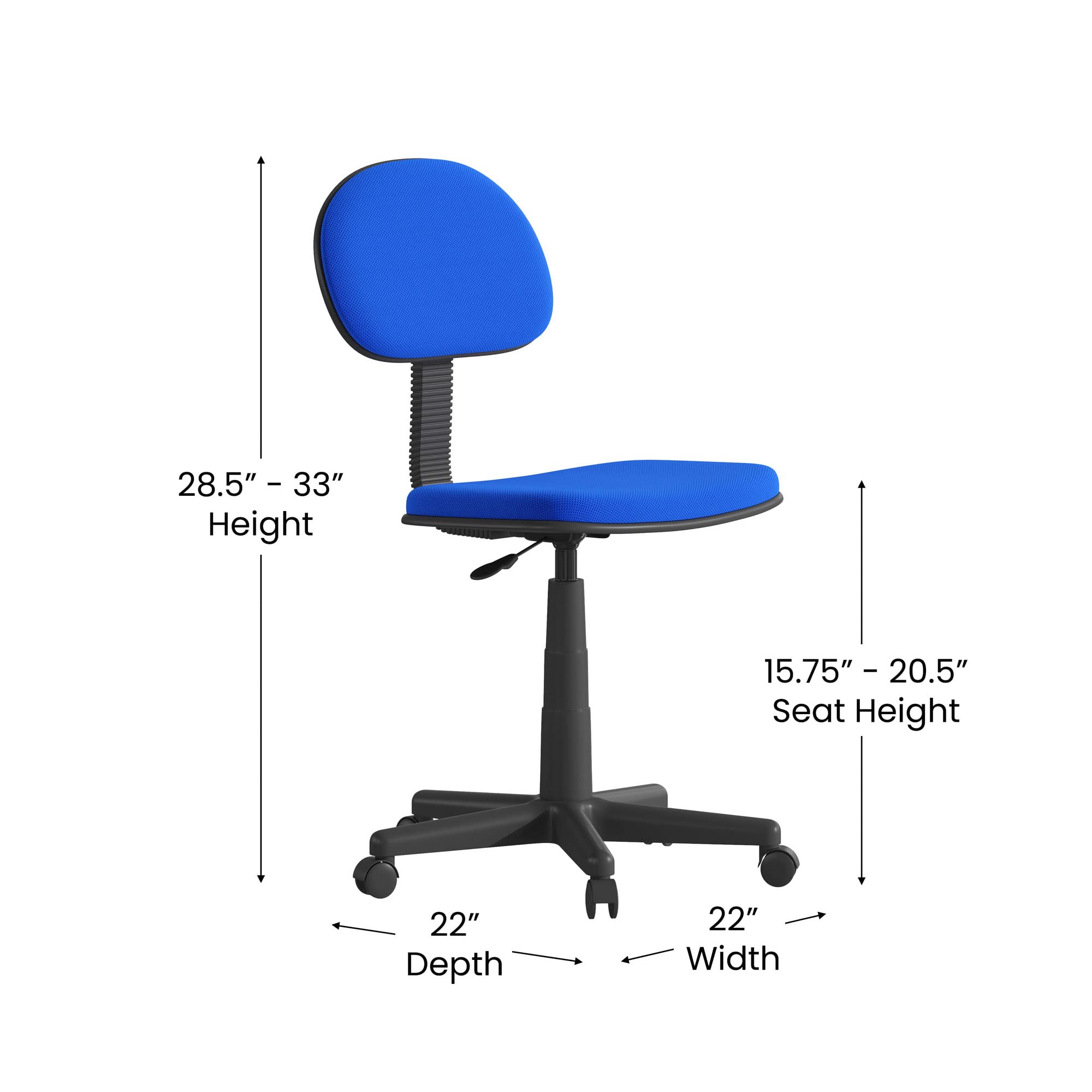 Flash Furniture Harry Low Back Swivel Task Office Chair - Adjustable Royal Blue Student Chair with Padded Mesh Seat & Back - Homeschool Study Chair