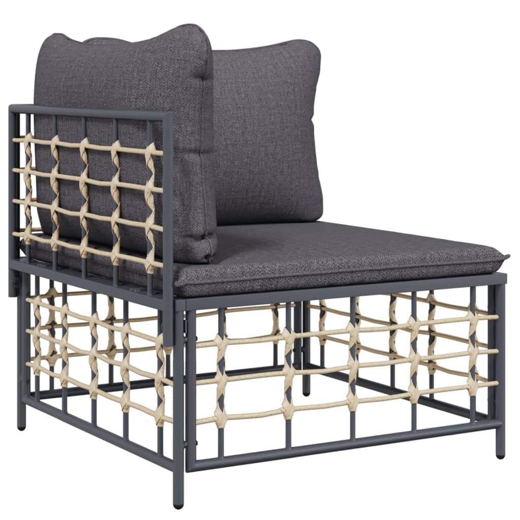 vidaXL Poly Rattan Patio Corner Sofa - Weather-Resistant Outdoor Furniture with Dark Gray Cushions and Powder-Coated Steel Frame - Modular, Comfortable Seating Lounge Set