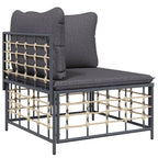 vidaXL 4-Piece Outdoor Patio Lounge Set in Anthracite - Modular Sofas with Thick Cushions, Durable Poly Rattan Frame for Garden/Terrace