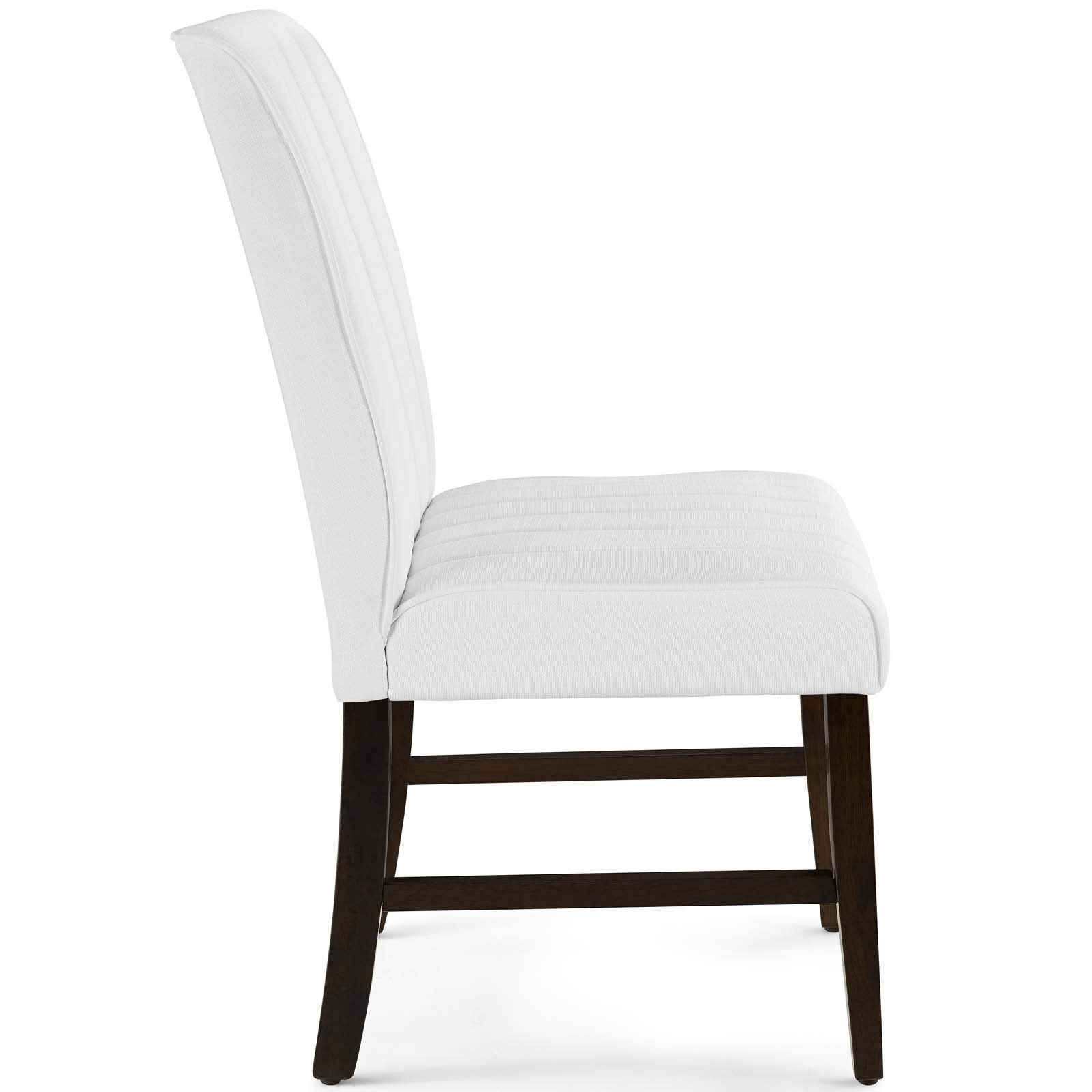 Modway Motivate Channel Tufted Upholstered Fabric Dining Side Chair, Set Of 2, White