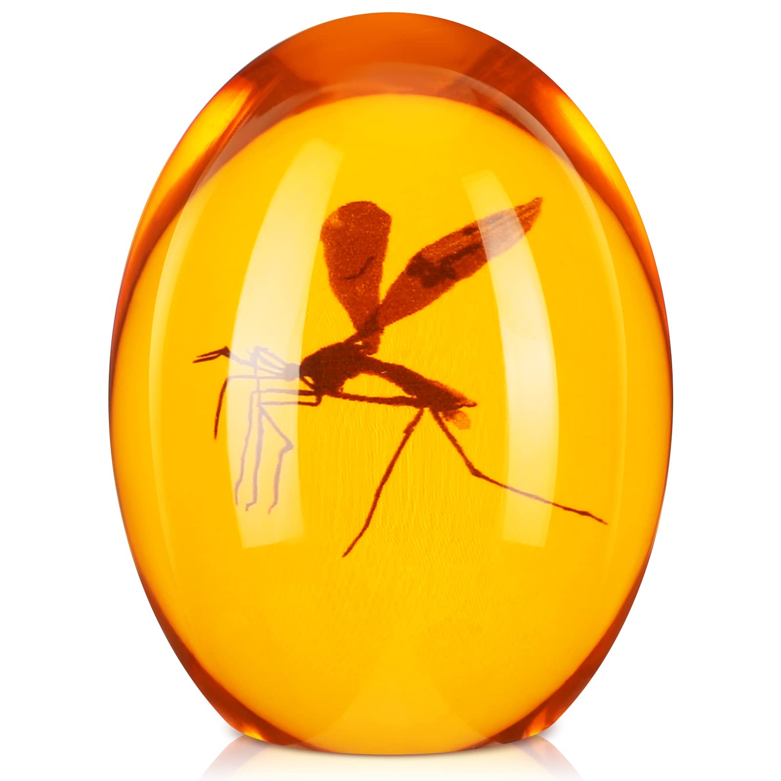 Qunclay Mosquito In Amber Resin Prop Replica Mosquito Collectible Paper Weight 2D Mosquito Amber Collection Flat Bottom Resin Pa