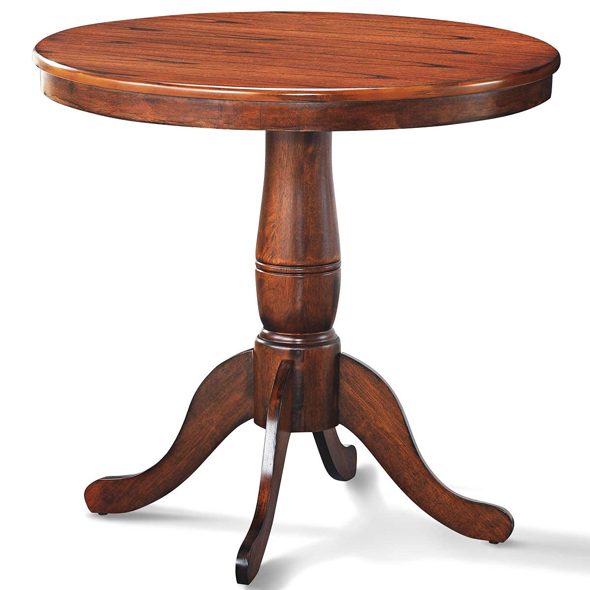 Giantex Round Dining Table, 30' D X 41.5' H, Wooden Pub Pedestal Side Table W/Chessboard, Adjustable Foot Pads, Multi-Purpose Dinner Table For Small Space, Kitchen, Dining Room, Restaurant (Walnut)