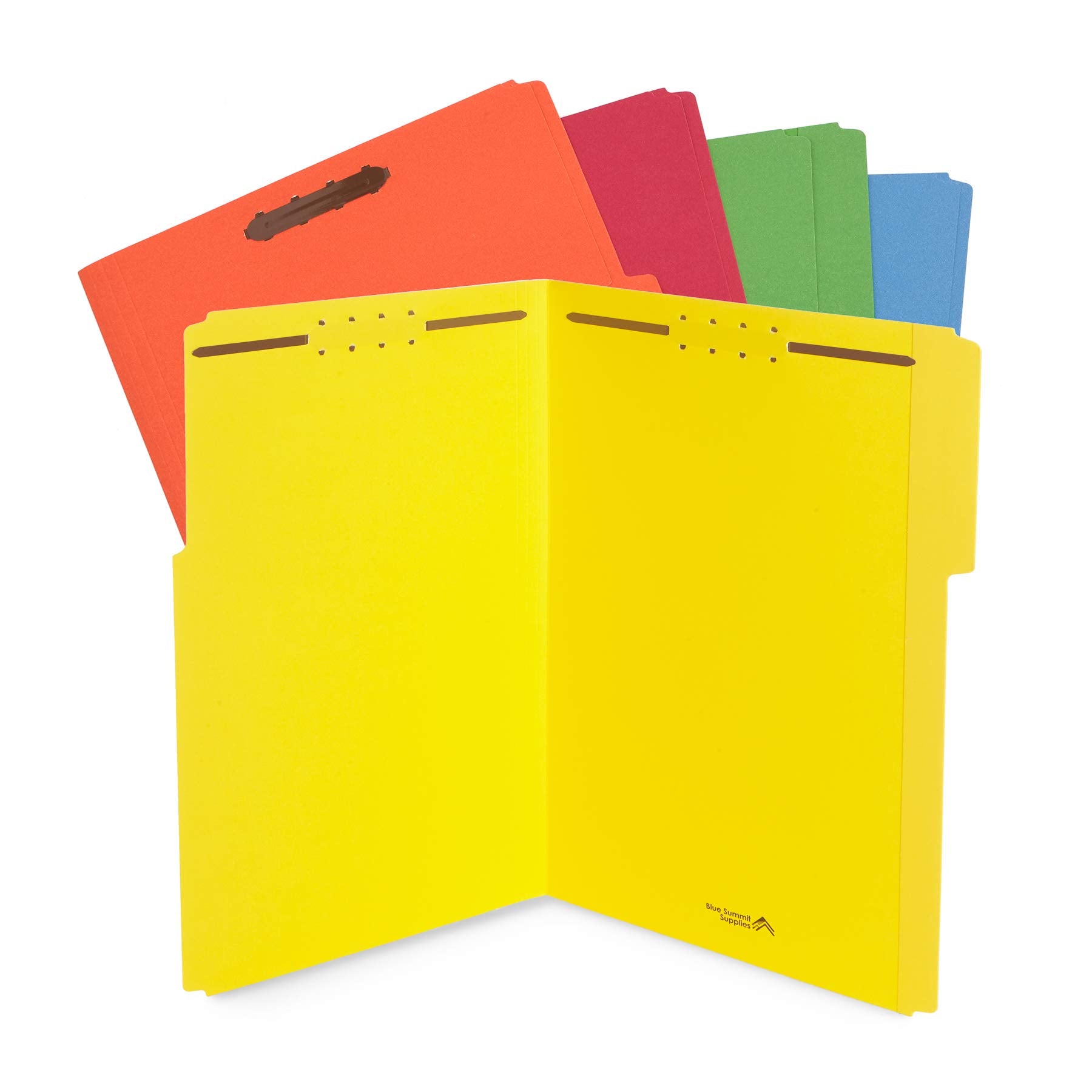 Blue Summit Supplies Legal File Folders With Fasteners, Legal Size, Colored Folders With Fasteners, 1/3 Cut Reinforced Tabs, Dur