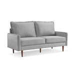 American Furniture Classics Grey 69 Inch Wide Upholstered Two Cushion Sofa with Cambered Arms Velvet, 69" x 32" x 39"