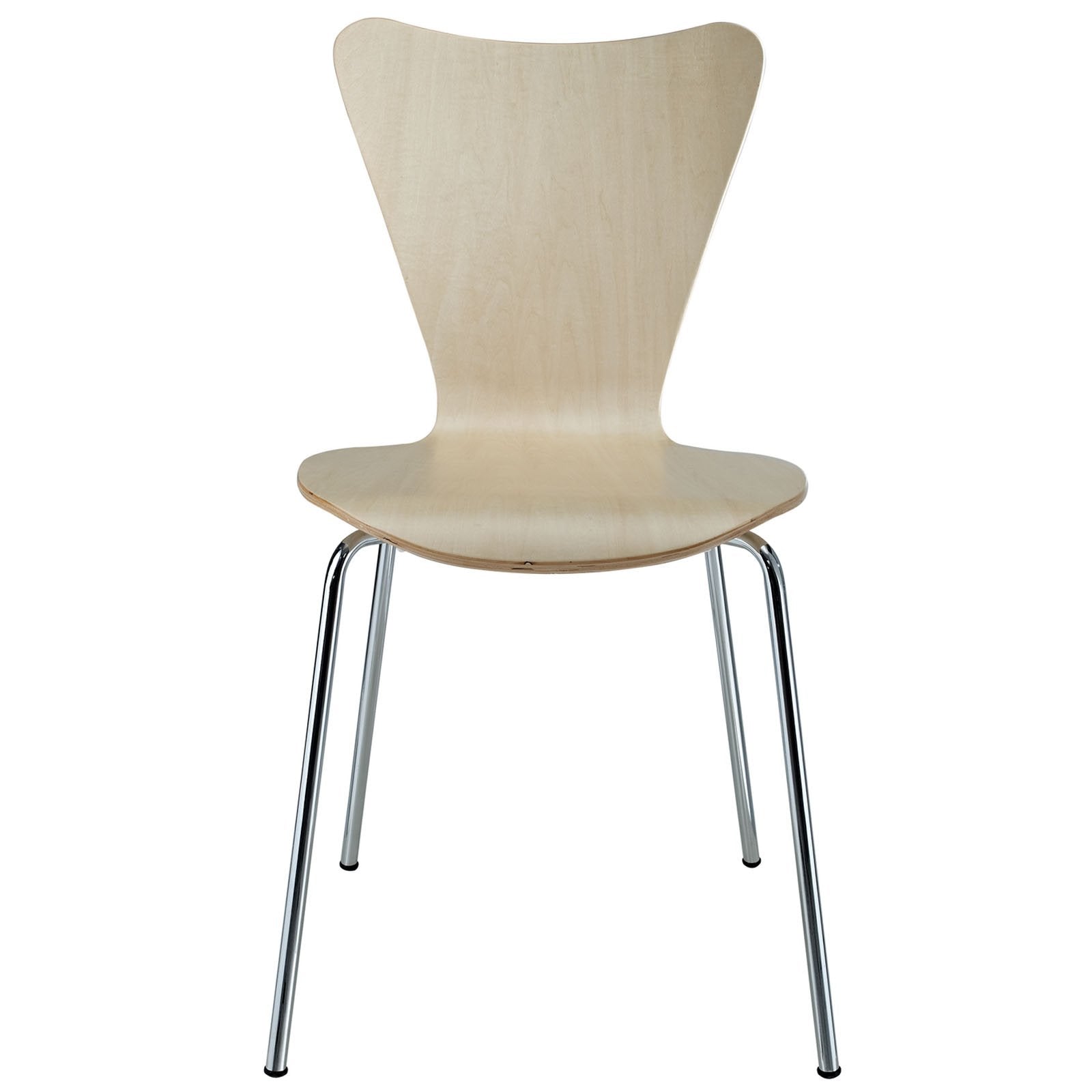 Modway Ernie Mid-Century Modern Wood Stacking Kitchen and Dining Room Chair in Natural