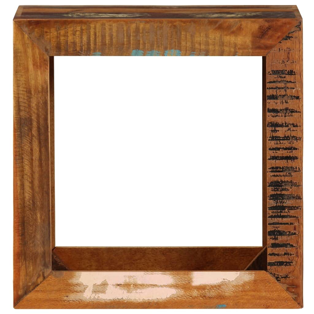 vidaXL Solid Reclaimed Wood Stool - Antique-Style Multifunctional Furniture with Storage, Diverse Wood Types, Polished Painted Lacquered Finish, 15.7"x11.8"x15.7" Dimensions